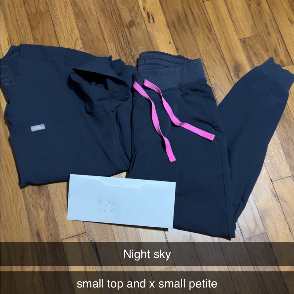 Figs Night Sky Joggers with Pink Drawstring